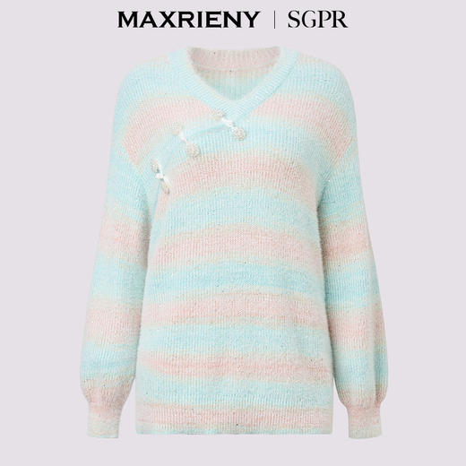 玛克门店发货：MAXRIENY浪漫中式套头针织毛衫秋冬慵懒宽松上衣女(货号:MS85SW522) 商品图4