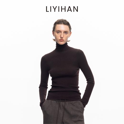 LIYIHAN 2025秋冬季新款圆领黄金羊毛针织衫棕色女高领打底衫毛衣 商品图2
