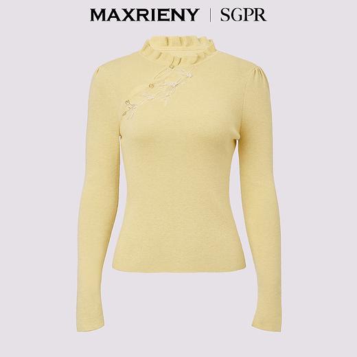 MAXRIENY贵雅新中式套头针织衫秋国风盘扣立领上衣(货号:MS85SW759) 商品图4