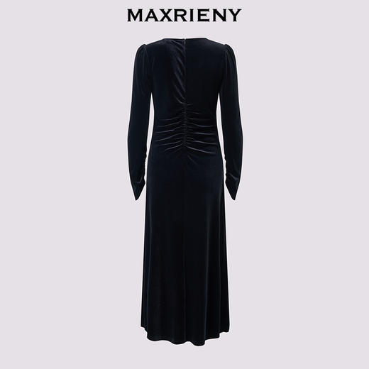玛克门店发货：MAXRIENY法式复古v领丝绒连衣裙(货号:MF86DR508) 商品图4