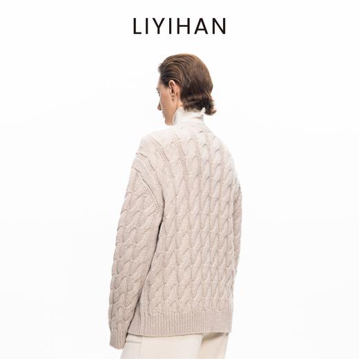 LIYIHAN 2025秋冬新款老钱风羊毛针织衫杏色小众设计感开衫毛衣女 商品图4