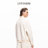 LIYIHAN 2025秋冬新款通勤简约斜翻领卫衣米白色女上衣小众设计感 商品缩略图4