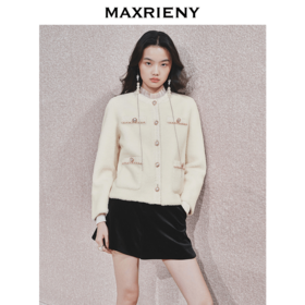 MAXRIENY富家千金羊毛外套女24秋新款法式小香风高级气质感设计(货号:MS85JA525)