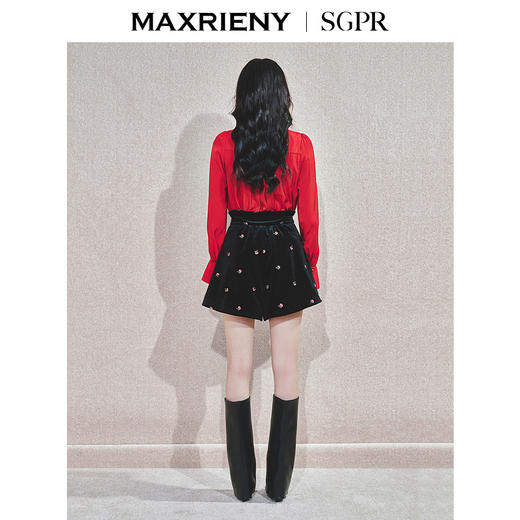 玛克门店发货：秋冬裤子高腰A字荷叶边显瘦丝绒百搭气质感复古短裤(货号:MS85PA752) 商品图3