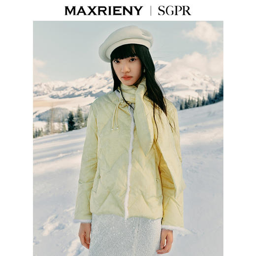 【商场同款】MAXRIENY中式贵雅羽绒服女水貂毛皮围脖设计保暖外套(货号:MS85DC504) 商品图1