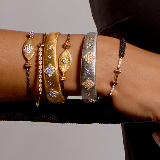 订购8周到｜MYA-BAY-BLACK SHINY JAZZY-银色 菱形 锆石 手镯［比利时设计师］ 商品图1