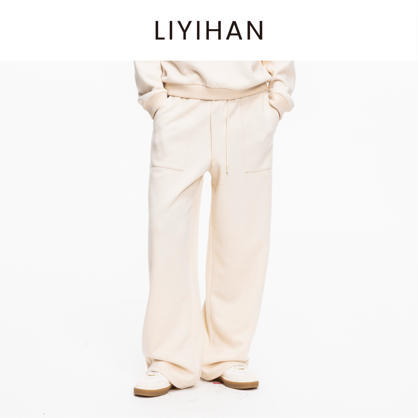 LIYIHAN 2025秋冬新款通勤高腰休闲裤女羊毛醋酸直筒裤设计感