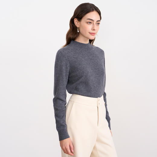 纬漫纪同款不上架-【10.1%山羊绒】EITIE爱特爱保暖半高领直筒羊毛针织衫冬新款D2501921 商品图6