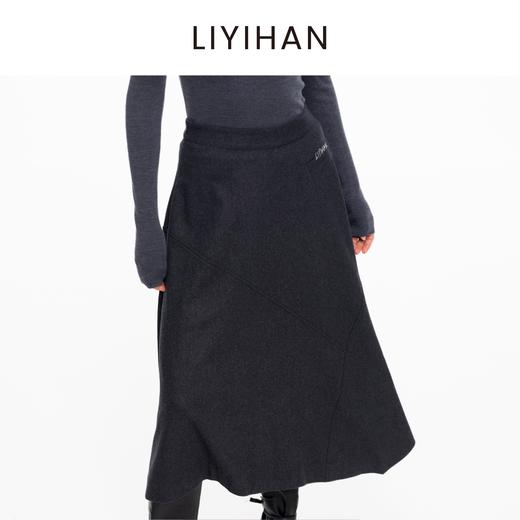 LIYIHAN 2025秋冬新款职场羊毛半身裙灰色女小众设计感不规则裙子 商品图2