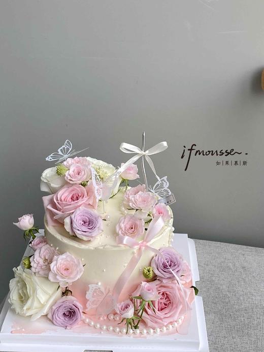 「女士」 粉色仙气蝴蝶 鲜花蛋糕 商品图1