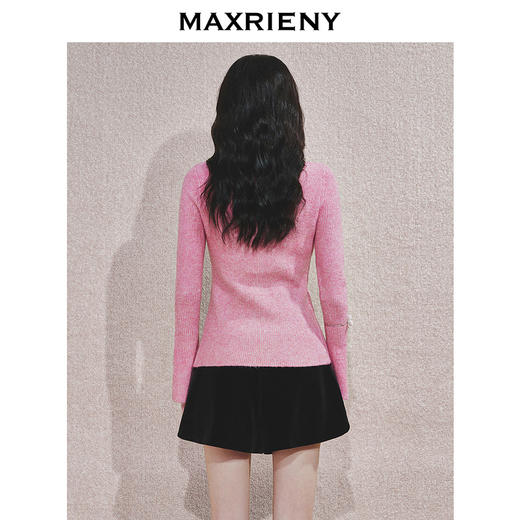 MAXRIENY优雅浪漫感翻领套头针织衫24冬收腰显瘦上衣高级气质感(货号:MS85SW756) 商品图3