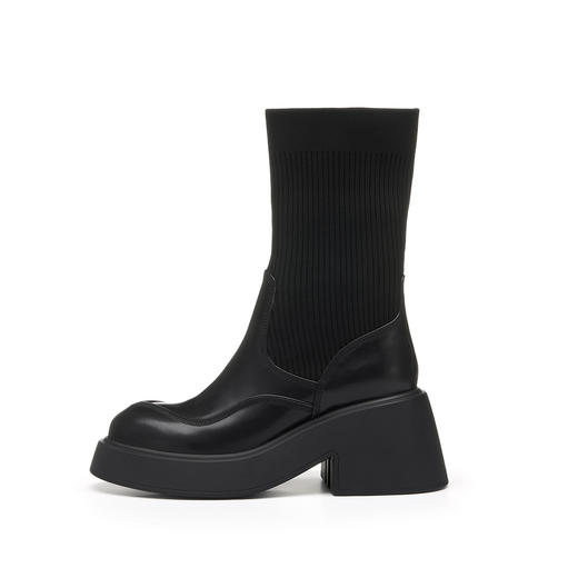 westory冬季新款英伦风厚底拼接时尚女靴马丁靴W22DS81751 商品图2