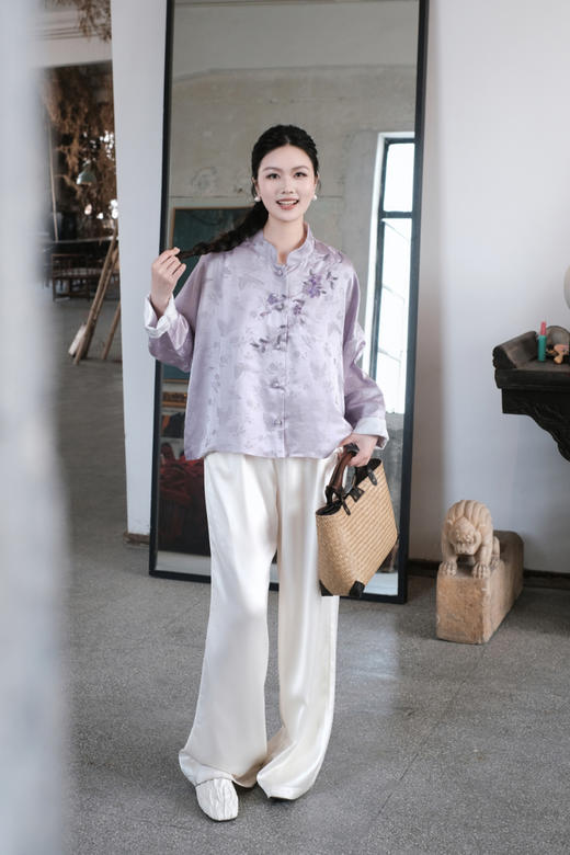 盛唐牡丹 |真丝紫蝶串珠双面穿外套 商品图1