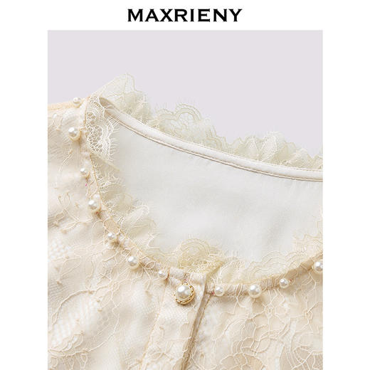 玛克门店发货：MAXRIENY宫廷复古风穿搭蕾丝雪纺衫25秋款华丽轻奢灯笼袖上衣女(货号:MF86TP504) 商品图1