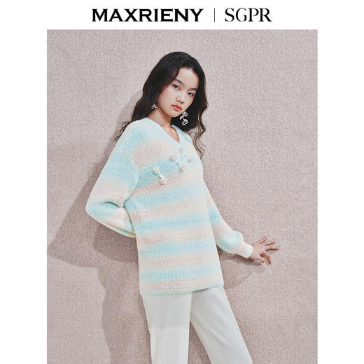玛克门店发货：MAXRIENY浪漫中式套头针织毛衫秋冬慵懒宽松上衣女(货号:MS85SW522) 商品图2