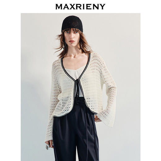 MAXRIENY波嬉风25夏款宽松v领针织毛衫波西米亚风开衫外搭小衫女(货号:MF86JA253) 商品图2