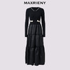 ，玛克门店发货：MAXRENY25年秋季新款宫廷复古风连衣裙显瘦气质长袖针织黑色优雅(货号:MF86DR504) 商品缩略图4