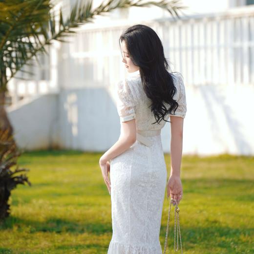 MAXRIENY【东方玉兰-商场同款新品】优雅复古玉兰鱼尾连衣裙蕾丝裙(货号:MC85DR066) 商品图1