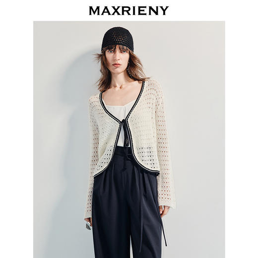 MAXRIENY波嬉风25夏款宽松v领针织毛衫波西米亚风开衫外搭小衫女(货号:MF86JA253) 商品图0