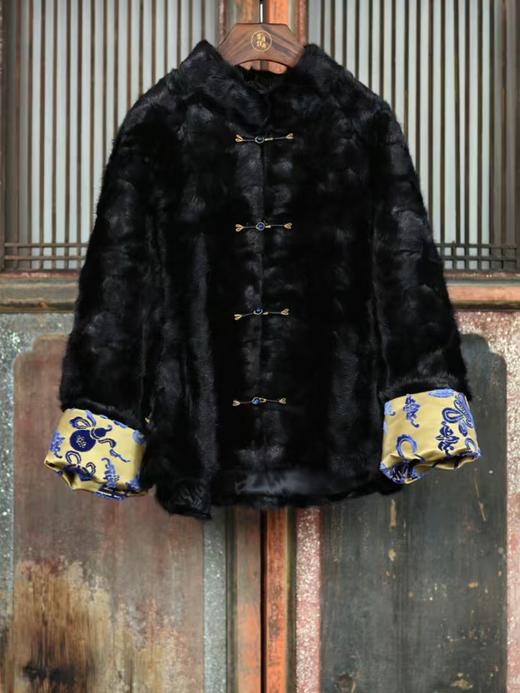 盛唐牡丹 | 水貂毛拼真丝漳缎袖外套 商品图0