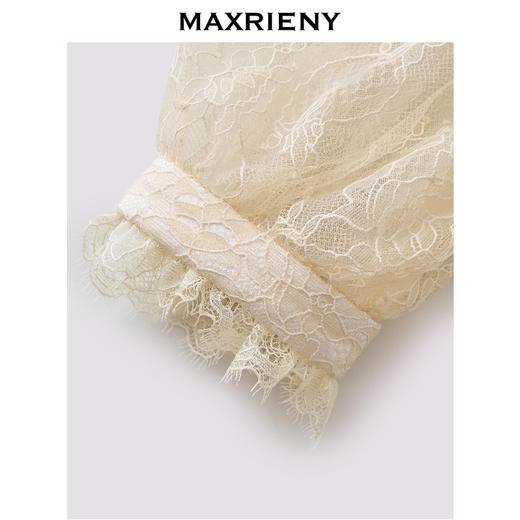 玛克门店发货：MAXRIENY宫廷复古风穿搭蕾丝雪纺衫25秋款华丽轻奢灯笼袖上衣女(货号:MF86TP504) 商品图3