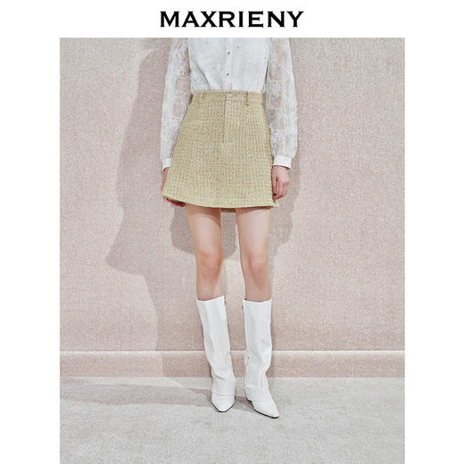 MAXRIENY【商场同款】千金小香风A字半裙高腰修身短裙高级气质感(货号:MS85SK751) 商品图0