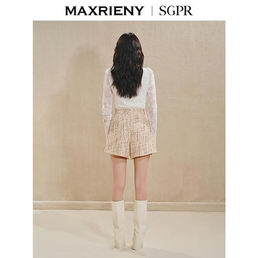 【商场同款】MAXRIENY精致复古感收腰A字花纱24秋冬高腰裙裤雅丹风(货号:MS85PA515) 商品图3