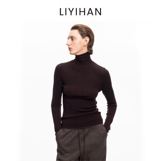 LIYIHAN 2025秋冬季新款圆领黄金羊毛针织衫棕色女高领打底衫毛衣 商品图3