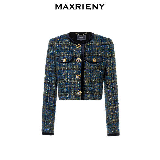 玛克门店发货：MAXRIENY轻奢气质高级感钻扣外套文艺复古感上衣女(货号:MC88JA818) 商品图3