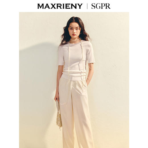 玛克门店发货：MAXRIENY【商场同款】极简风紧身半高领套头毛衫25夏修身显瘦上衣(货号:MU86SW006) 商品图1