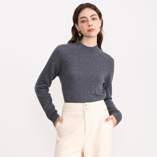 纬漫纪同款不上架-【10.1%山羊绒】EITIE爱特爱保暖半高领直筒羊毛针织衫冬新款D2501921 商品图5