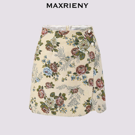 MAXRIENY精致复古感A字摆花卉裙裤收腰a摆阔腿裤女24冬款高腰短裤(货号:MS85PA757) 商品图4