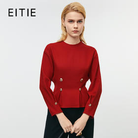 EITIE爱特爱冬季新款经典气质优雅通勤大气圆领收腰显瘦上衣8013701