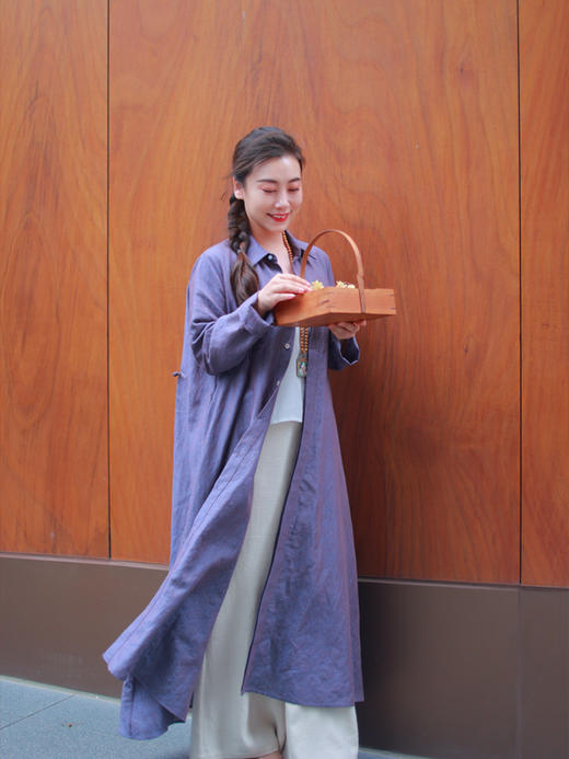 【2026东衣作】新中式风衣外套（25805091紫鼠-设计师款） 商品图1