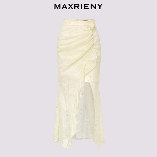 玛克门店发货：精致甜美感开叉烫钻半裙高级气质感修身显瘦(货号:MC85SK324) 商品图4