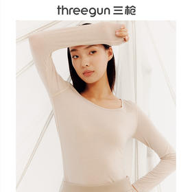 Threegun三枪 60支热力弹华绒圆领女士肌底衣-T20088A01