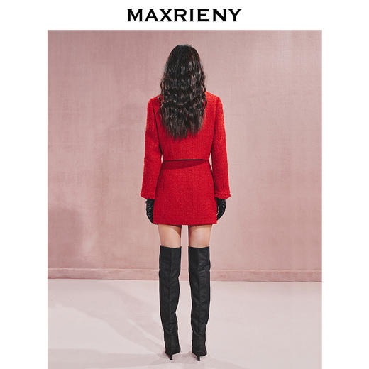 玛克门店发货：MAXRIENY华丽立体边缘装饰小香风红色外套(货号:MC85JA554) 商品图3