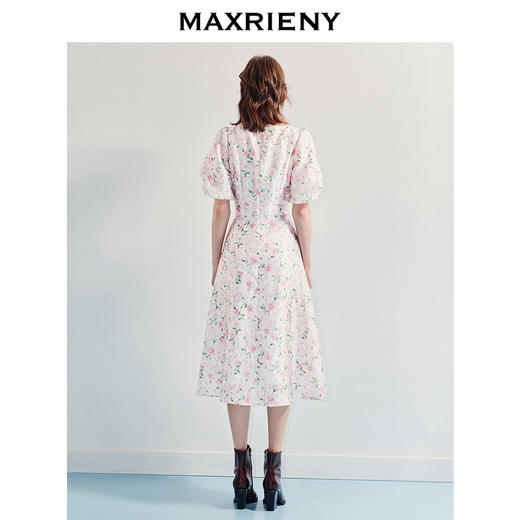 玛克门店发货：新款碎花公主连衣裙中长裙泡泡袖显白裙子(货号:MF86DR256) 商品图3