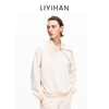 LIYIHAN 2025秋冬新款通勤简约斜翻领卫衣米白色女上衣小众设计感 商品缩略图3