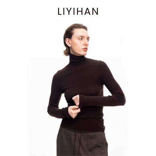 LIYIHAN 2025秋冬季新款圆领黄金羊毛针织衫棕色女高领打底衫毛衣 商品图4