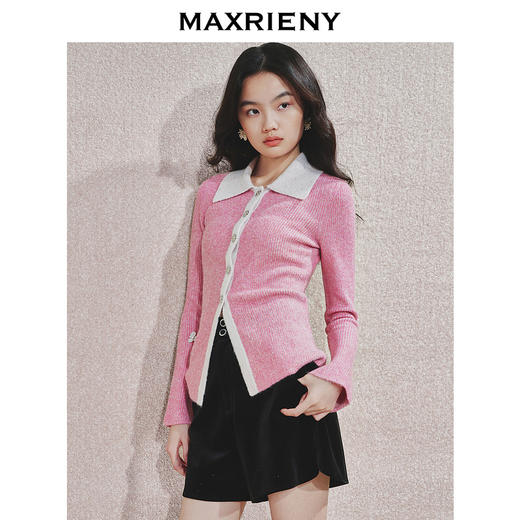 MAXRIENY优雅浪漫感翻领套头针织衫24冬收腰显瘦上衣高级气质感(货号:MS85SW756) 商品图2