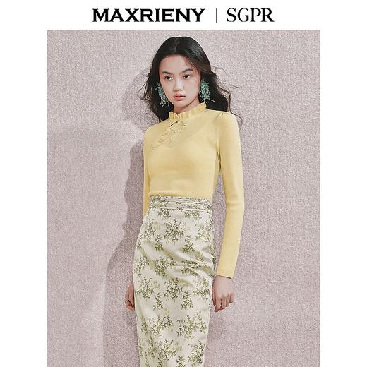 MAXRIENY贵雅新中式套头针织衫秋国风盘扣立领上衣(货号:MS85SW759) 商品图0