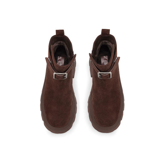 westory冬季休闲风厚底平跟加绒保暖舒适百搭马丁靴帅酷短靴S24DS85131 商品图3