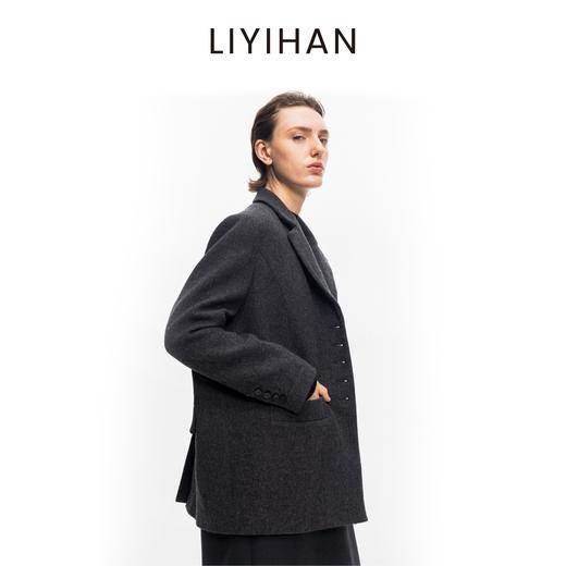 LIYIHAN局外人西装 2025秋冬新款通勤纯羊毛外套女灰色小众设计感 商品图3