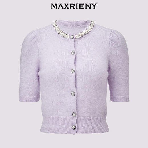玛克门店发货：MAXRIENY珍珠钻链装饰复古毛衫(货号:MC85SW528) 商品图4