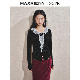 MAXRIENY法式复古赫本风丝绒套头上衣修身显瘦24冬款(货号:MS85TP761)