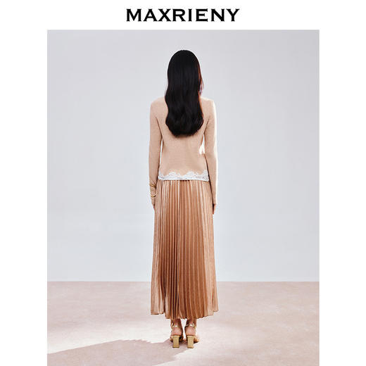 MAXRIENY精致优雅感大裙摆褶裙高腰半裙25春新款收腰显瘦气质长裙(货号:MS85SK772) 商品图3