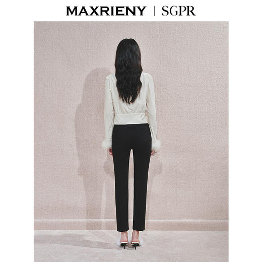 玛克门店发货：MAXRIENY时尚黑色高腰修长显瘦牛仔裤(货号:MS85PA524) 商品图3