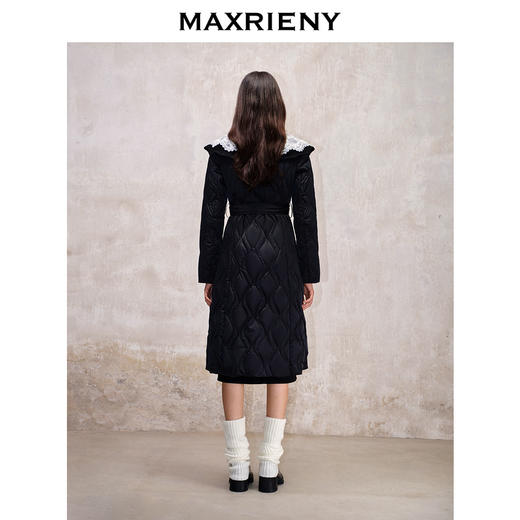 【防寒】MAXRIENY冬季热力感轻羽绒服中长款黑色修身收腰保暖过膝(货号:MS88DC501) 商品图3