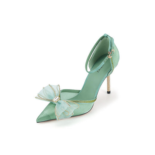 westory春季蝴蝶结玫瑰花中跟单鞋法式气质空鞋真皮W24AH57221（09/14） 商品图1